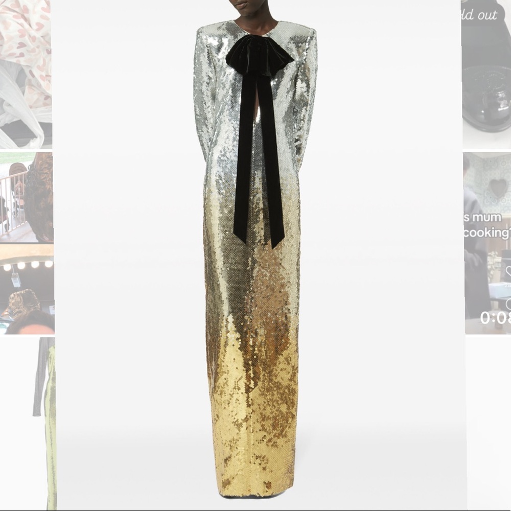 Nina Ricci bow embellished sequin gradient gown